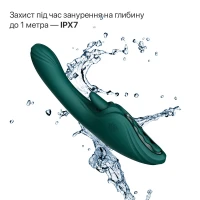 Смарт-вібратор Zalo Ares Turquoise Green, підігрів, 3 мотори, язичок для клітора, стимуляція точки G — Просмотреть изображение 14