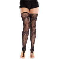Чулки Leg Avenue Floral Net Toe Loop Footless Thigh Highs One Size