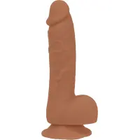 Фалоімітатор ADDICTION Steven 7.5&quot; Silicone Dong Caramel, віброкуля в подарунок — Переглянути зображення 2