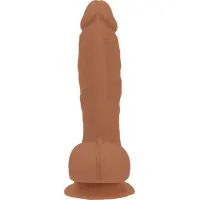 Фалоімітатор ADDICTION Steven 7.5&quot; Silicone Dong Caramel, віброкуля в подарунок — Переглянути зображення 4