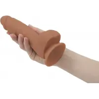 Фалоімітатор ADDICTION Steven 7.5&quot; Silicone Dong Caramel, віброкуля в подарунок — Переглянути зображення 12