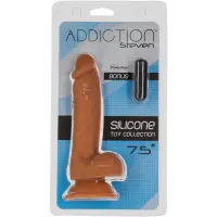 Фалоімітатор ADDICTION Steven 7.5&quot; Silicone Dong Caramel, віброкуля в подарунок — Переглянути зображення 10