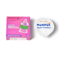 Насадка на член Recare Spike Condom Pink (презерватив з кульками та рядами шипів) — Переглянути зображення 4