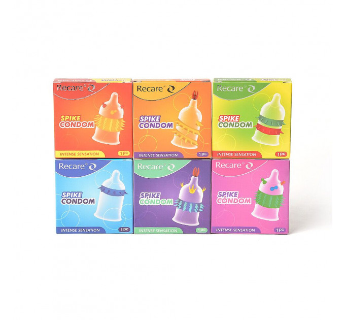 Насадка на член Recare Spike Condom Pink (презерватив з кульками та рядами шипів)