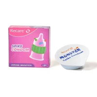 Насадка на член Recare Spike Condom Pink (презерватив з кульками та рядами шипів) — Переглянути зображення 3