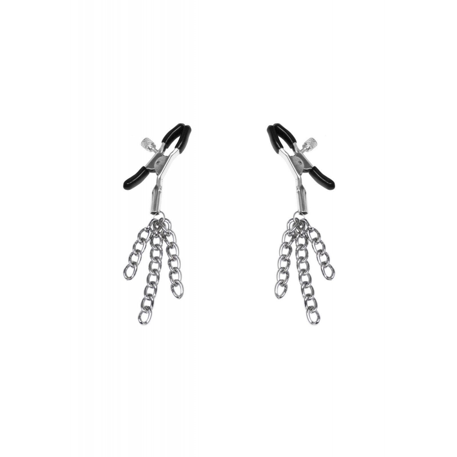 Затискачі для сосків з пензликами Feral Feelings - Nipple clamps Tassels, срібло/чорний