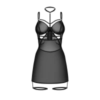 Бебі-дол Obsessive Arrowel Black chemise 2XL/3XL, з декоративним чокером та гартерами — фото 2