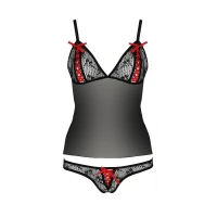 Комплект білизни Passion MELISSA SET L/XL, black, ліф-сорочка зі шнурівкою і трусики — Просмотреть изображение 5