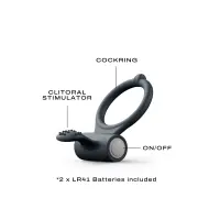 Ерекційне кільце Dorcel Power Clit Black V2 з вібрацією та язичком з щіточкою — Переглянути зображення 2
