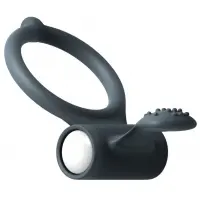 Ерекційне кільце Dorcel Power Clit Black V2 з вібрацією та язичком з щіточкою — Переглянути зображення 1
