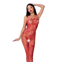 Ажурний бодістокінг з інтимними вирізами Passion BS076 red — Переглянути зображення 1