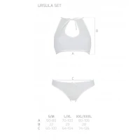 Комплект білизни Passion URSULA SET L/XL, White, бра, трусики з ажурним декором та відкритим кроком — Переглянути зображення 5