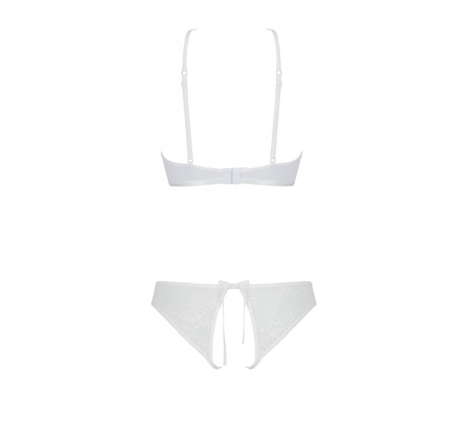 Комплект: бра, трусики з ажурним декором та відкритим кроком URSULA SET L/XL, white
