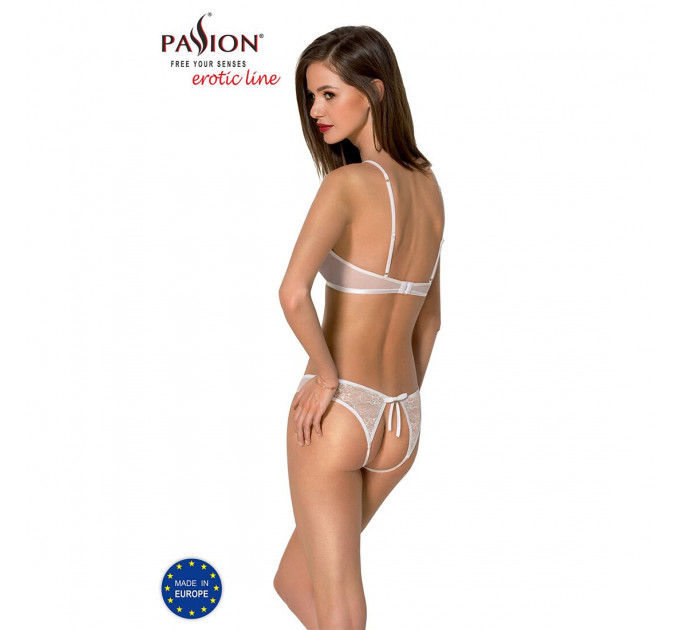 Комплект: бра, трусики з ажурним декором та відкритим кроком URSULA SET L/XL, white