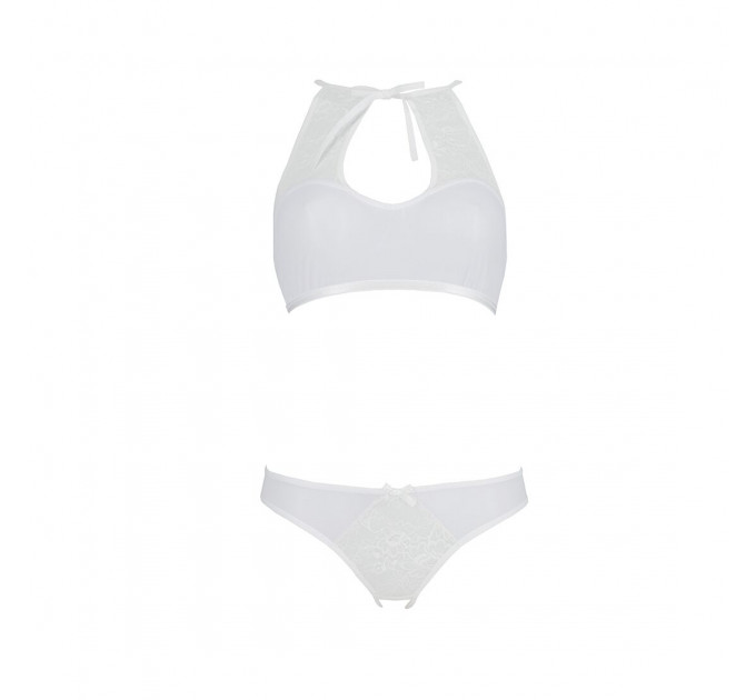 Комплект: бра, трусики з ажурним декором та відкритим кроком URSULA SET L/XL, white
