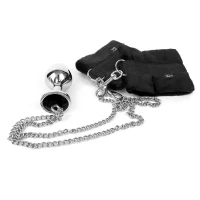 Наручники з металевою анальною пробкою Art of Sex Handcuffs with Metal Anal Plug  size M Black — Переглянути зображення 2