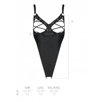 Боді з екошкіри Passion CELINE BODY XXL/XXXL, black, з доступом, відкритий — Переглянути зображення 7