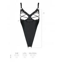 Боді з екошкіри Passion CELINE BODY XXL/XXXL, black, з доступом, відкритий — Переглянути зображення 12
