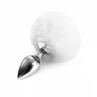 Металева анальна пробка М Art of Sex - Metal Butt plug Rabbit Tail White, діаметр 3,4 см — Переглянути зображення 1