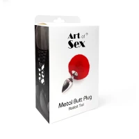 Металева анальна пробка М Art of Sex - Metal Butt plug Rabbit Tail White, діаметр 3,4 см — Переглянути зображення 4