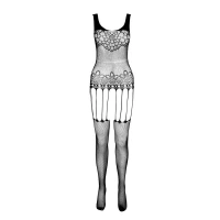 Бодістокінг Passion ECO BS001 One Size black, з доступом, імітація підв’язок, флористичний декор — Переглянути зображення 3