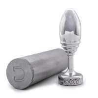 Металева анальна пробка DOXY Butt Plug RIBBED, ребриста, діаметр 3,3 см — Переглянути зображення 4