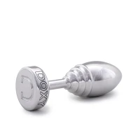 Металева анальна пробка DOXY Butt Plug RIBBED, ребриста, діаметр 3,3 см — Переглянути зображення 2