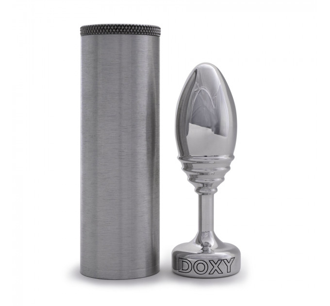 Металева анальна пробка DOXY Butt Plug RIBBED, ребриста, діаметр 3,3 см