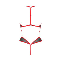 Сетчатое боди с кружевом на груди Passion SATARA BODY L/XL red