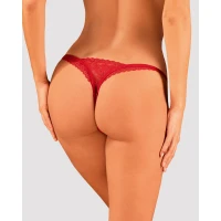 Мереживні стрінги Obsessive Lacelove thong XL/2XL Red, низька посадка — Переглянути зображення 2
