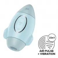 Вакуумний стимулятор з вібрацією Satisfyer Mission Control Blue, 2 незалежні мотори — Переглянути зображення 1