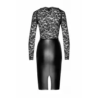 Сукня Noir Handmade F295 Euphoria, XL, black, мереживо, глибоке декольте, спідниця міді під латекс — Переглянути зображення 5