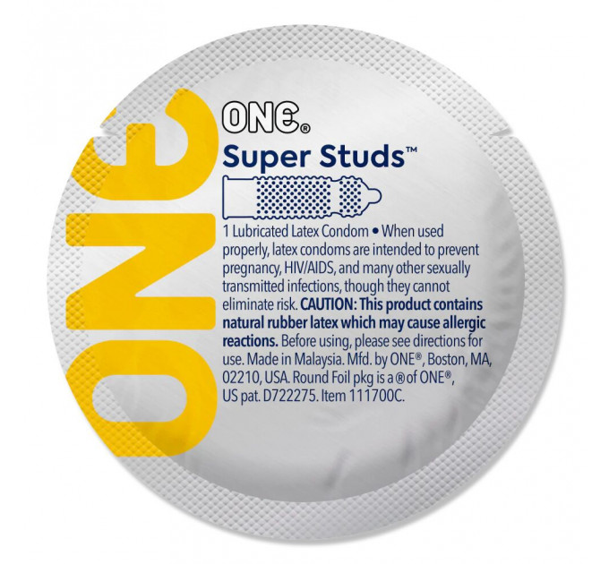 Презерватив ONE Super Studs, 1 шт, з точковим рельєфом, зі змазкою