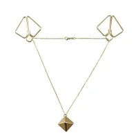 Затискачі для сосків з важкою підвіскою LOCKINK Nipple Clamps with Heavy Pendant, золотисті — Переглянути зображення 1