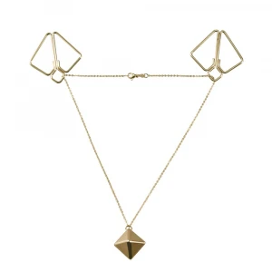 Затискачі для сосків з важкою підвіскою LOCKINK Nipple Clamps with Heavy Pendant, золотисті