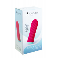 Вибропуля S Pleasures Bullets Twist & Shout Cerise, ярко-розовая, ребристая поверхность, 10 режимов