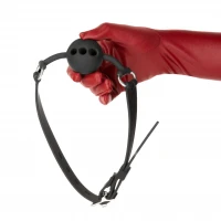 Повітропроникний кляп із силіконовою кулькою Punishment – Silicone Ball Gag – Black — Переглянути зображення 6