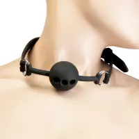 Повітропроникний кляп із силіконовою кулькою Punishment – Silicone Ball Gag – Black — Переглянути зображення 1