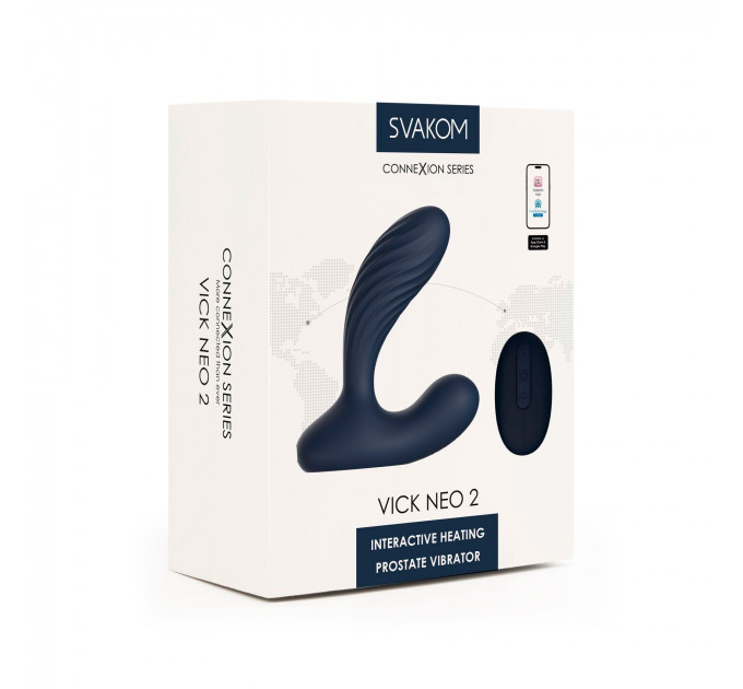 Интерактивный массажер простаты и вибратор точки G Svakom Vick Neo 2, подогрев, поворот ствола, пульт ДУ