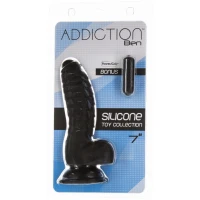 Фалоімітатор ADDICTION Ben 7&quot; Dildo With Balls Black, віброкуля в подарунок — Переглянути зображення 8
