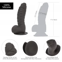Фалоімітатор ADDICTION Ben 7&quot; Dildo With Balls Black, віброкуля в подарунок — Переглянути зображення 6