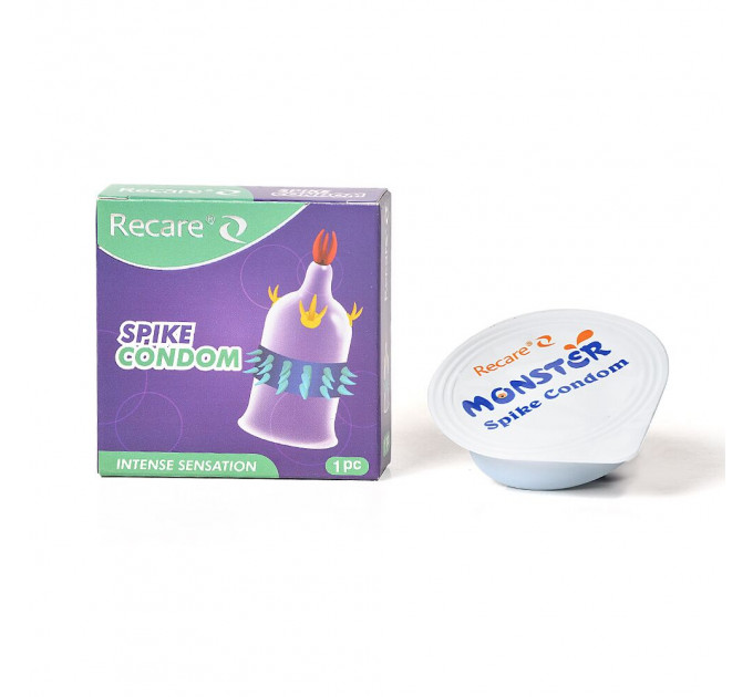 Насадка на член Recare Spike Condom Purple (презерватив з вусиками та рядами шипів)