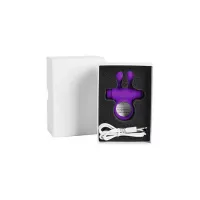 Ерекційне віброкільце S Pleasures Premium Rabbit Ring фіолетове, зі знімною віброкулею та вушками — Переглянути зображення 3