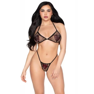 Комплект Leg Avenue Fishnet Bra Top and G-String Panty One Size Black