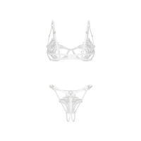 Комплект Obsessive Luise Sublim White 2-pcs crotchless set L/XL — фото 8