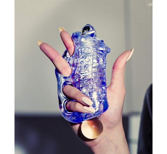 Мастурбатор Fleshlight Fleshskins Grip Blue Ice, надійна фіксація на руці, відмінно для пар та мінет