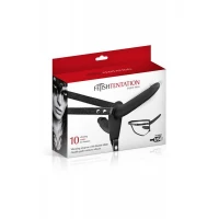 Подвійний страпон з вібрацією Fetish Tentation Vibrating Strap-On with Double Dildo Black — Переглянути зображення 3