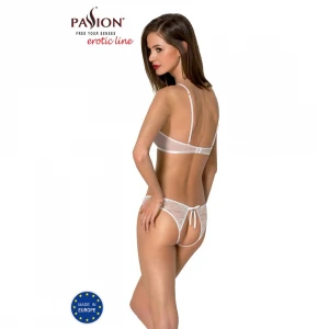 Комплект білизни Passion URSULA SET S/M, White, бра, трусики з ажурним декором та відкритим кроком