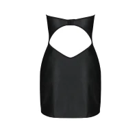 Мінісукня з екошкіри Passion CELINE CHEMISE L/XL, black, шнурівка, трусики в комплекті — Просмотреть изображение 6
