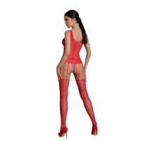 Бодістокінг Passion ECO BS001 One Size red, з доступом, імітація підв’язок, флористичний декор — Переглянути зображення 2